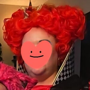 Vibrant Red Curly Wig for Women-Quuen of Hearts-with tiny crown